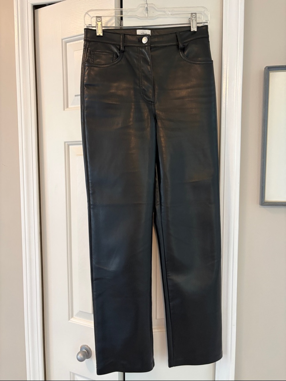 Wilfred Black Straight-Leg Faux Leather Pants